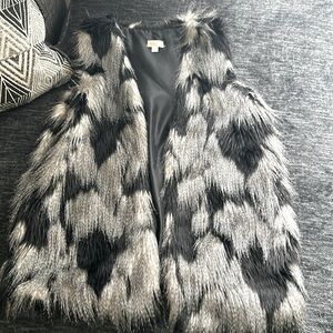 Black and Gray Furry Vest
